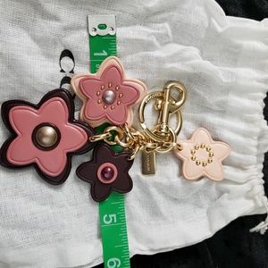 New coach pink multi colored keychain